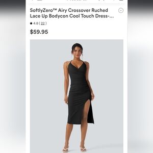 Halara Size Xl Black Softly Zero Airy Crossover Dress Laceup Body Con NWT